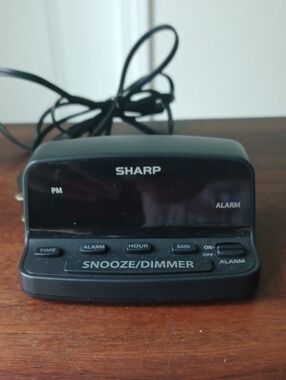 Sharp Black Digital Alarm Clock with Snooze/Dimmer
